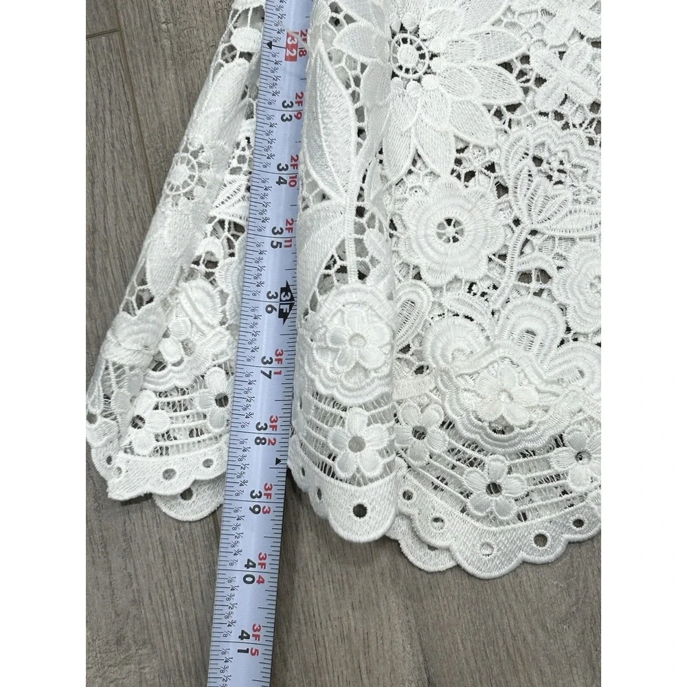Generation Love Womens Rosie Dress Floral Lace Overlay V-Neck White Size M? NWOT